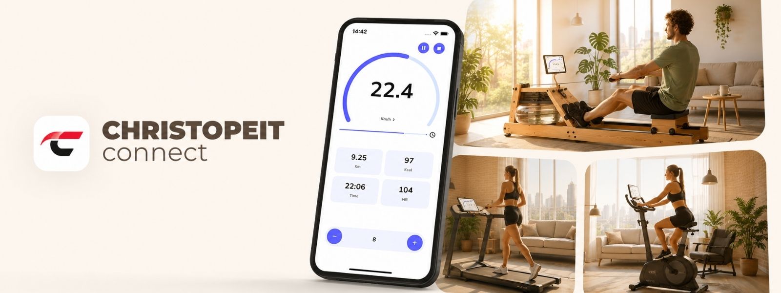Christopeit Connect app og kompatibel motionsmaskine